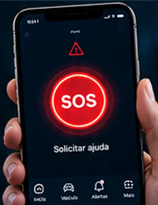 Ilustração de botão SOS no celular